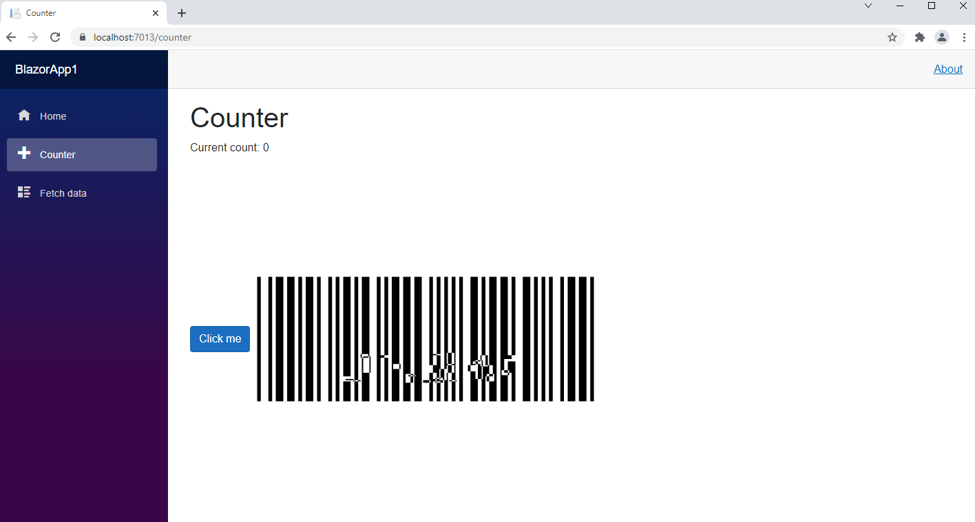 Barcode generation result in ASP.NET Core Web application with React.js
